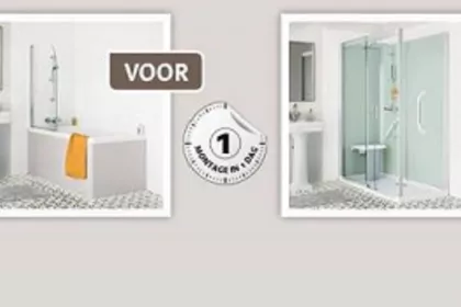 Bigger view of Wij vervangen uw bad door een ruime douche in één dag